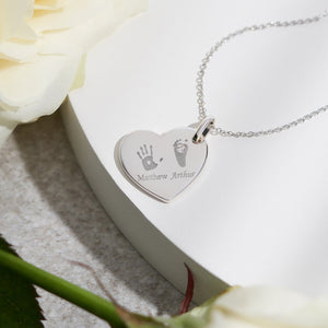 EverWith Engraved Heart Handprint or Footprint Memorial Pendant with Fine Crystal - EverWith Memorial Jewellery - Trade