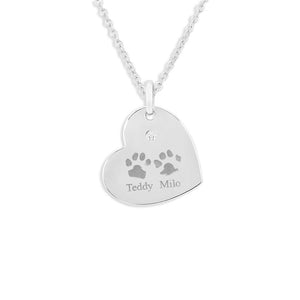 EverWith Engraved Heart Pawprint Memorial Pendant with Fine Crystal - EverWith Memorial Jewellery - Trade