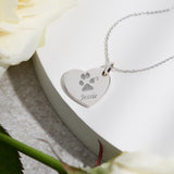EverWith Engraved Heart Pawprint Memorial Pendant with Fine Crystal - EverWith Memorial Jewellery - Trade
