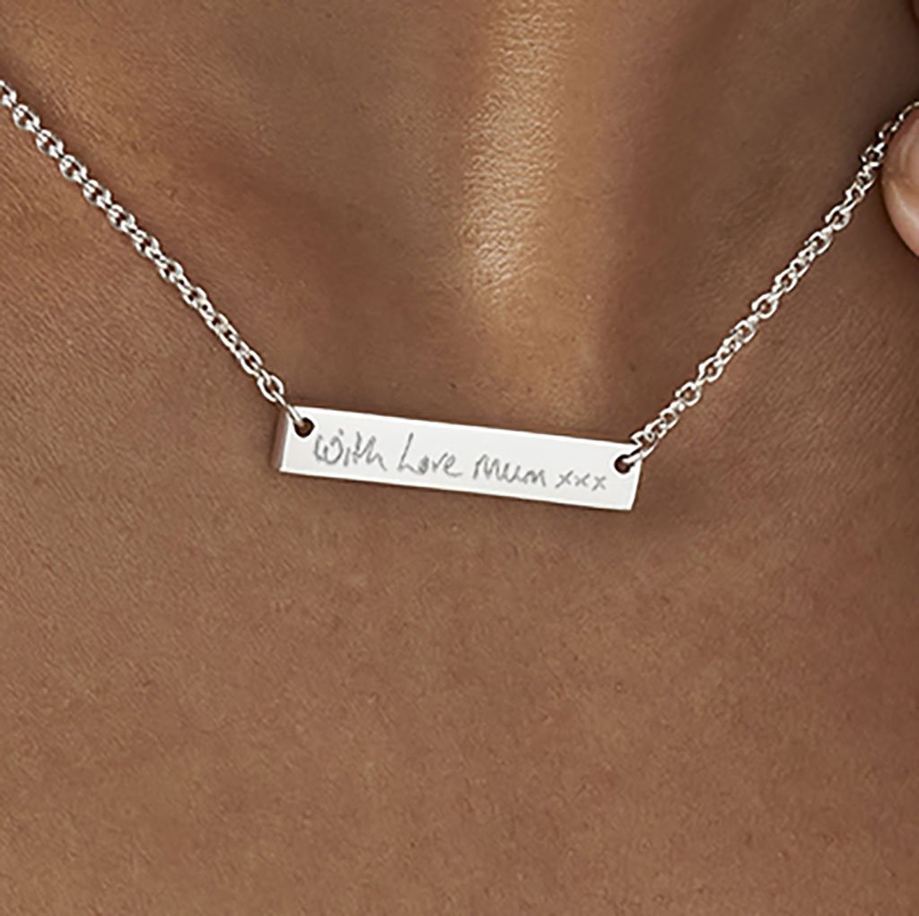 Load image into Gallery viewer, EverWith Engraved Horizontal Bar Handwriting Memorial Necklace - EverWith Memorial Jewellery - Trade