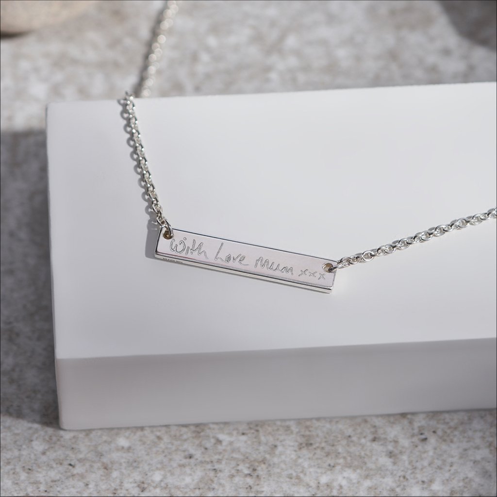 EverWith Engraved Horizontal Bar Handwriting Memorial Necklace - EverWith Memorial Jewellery - Trade