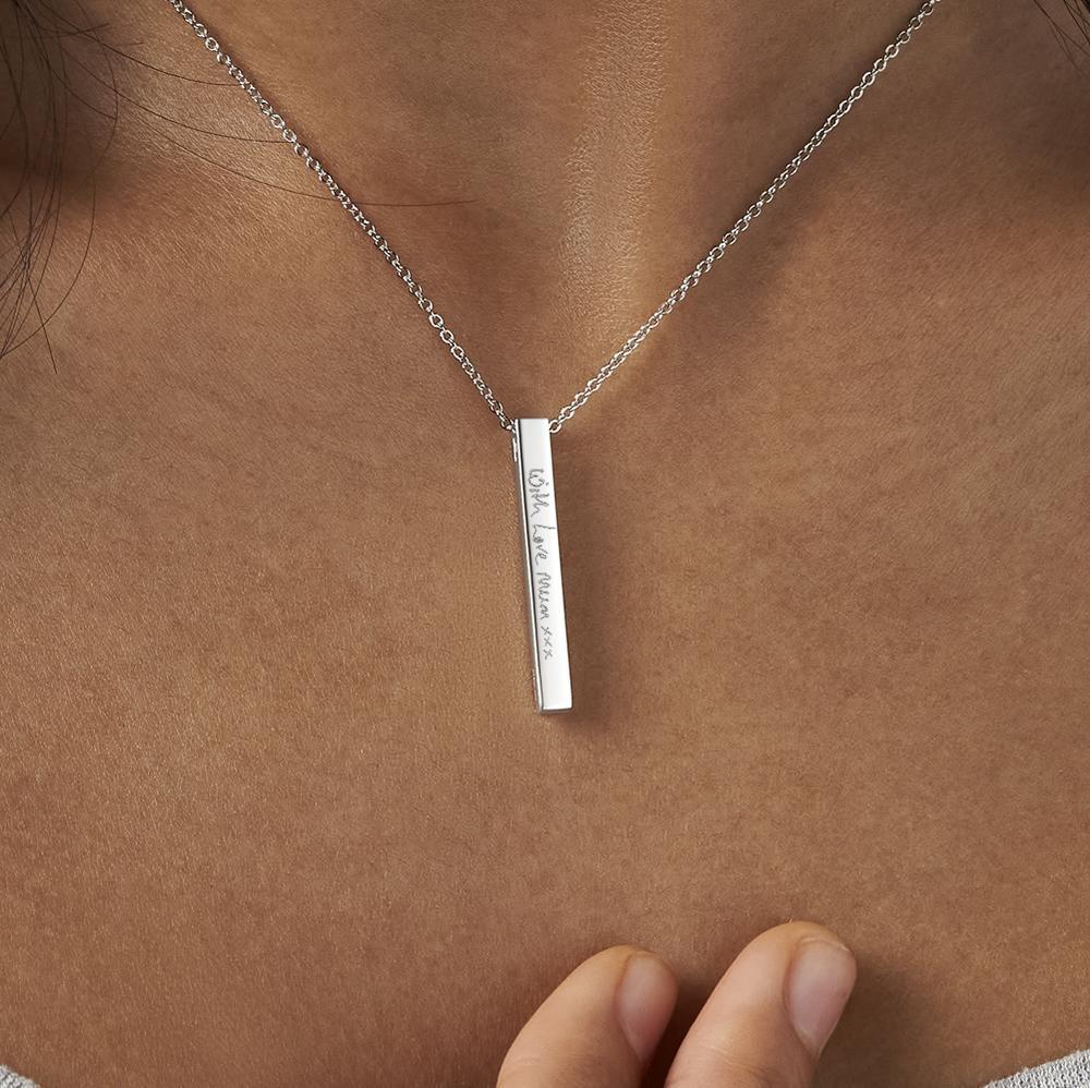 Load image into Gallery viewer, EverWith Engraved Long Bar Memorial Handwriting Pendant - EverWith Memorial Jewellery - Trade