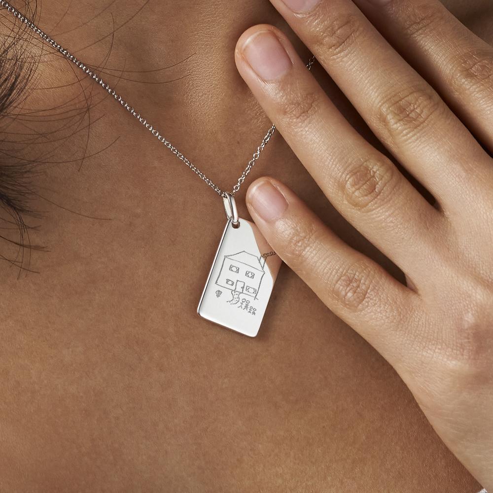 EverWith Engraved Love Tag Drawing Memorial Pendant with Fine Crystals - EverWith Memorial Jewellery - Trade
