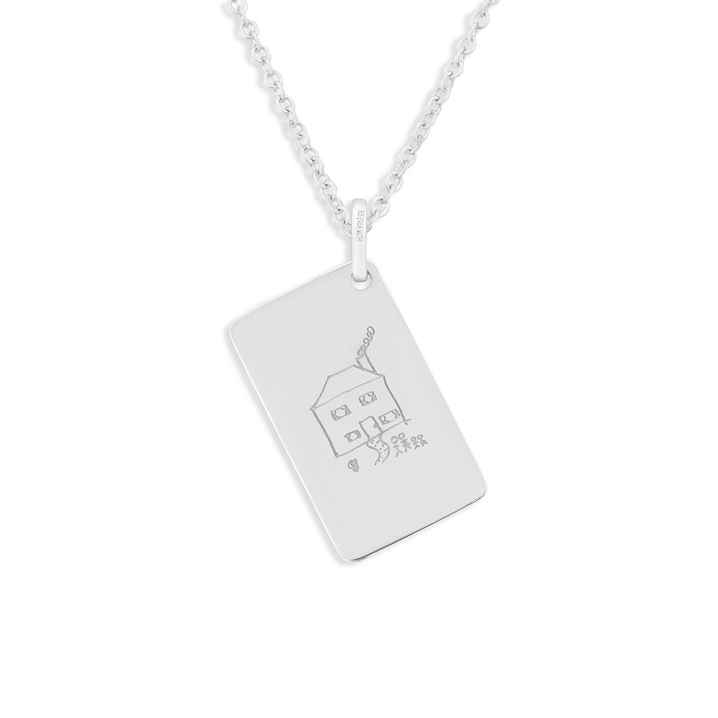 EverWith Engraved Love Tag Drawing Memorial Pendant with Fine Crystals - EverWith Memorial Jewellery - Trade