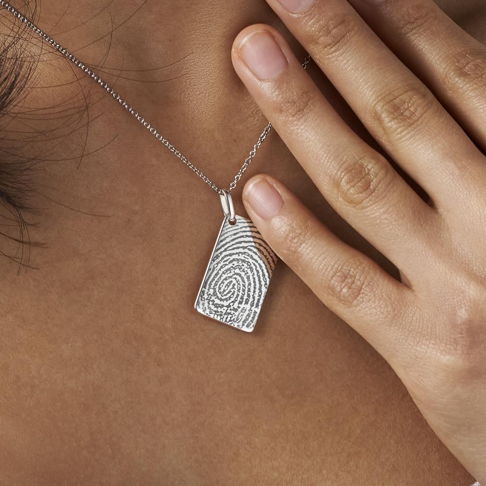 EverWith Engraved Love Tag Fingerprint Memorial Pendant with Fine Crystals - EverWith Memorial Jewellery - Trade