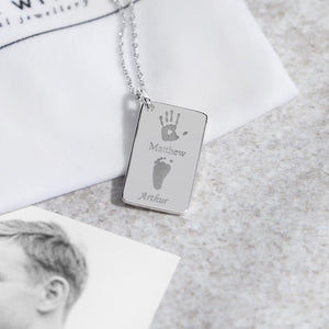 EverWith Engraved Love Tag Handprint or Footprint Memorial Pendant with Fine Crystals - EverWith Memorial Jewellery - Trade