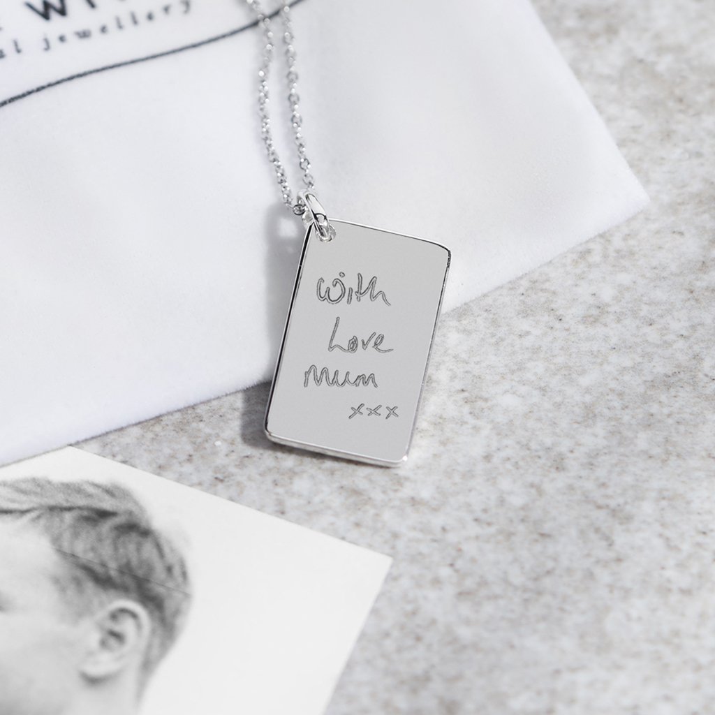 EverWith Engraved Love Tag Handwriting Memorial Pendant with Fine Crystals - EverWith Memorial Jewellery - Trade