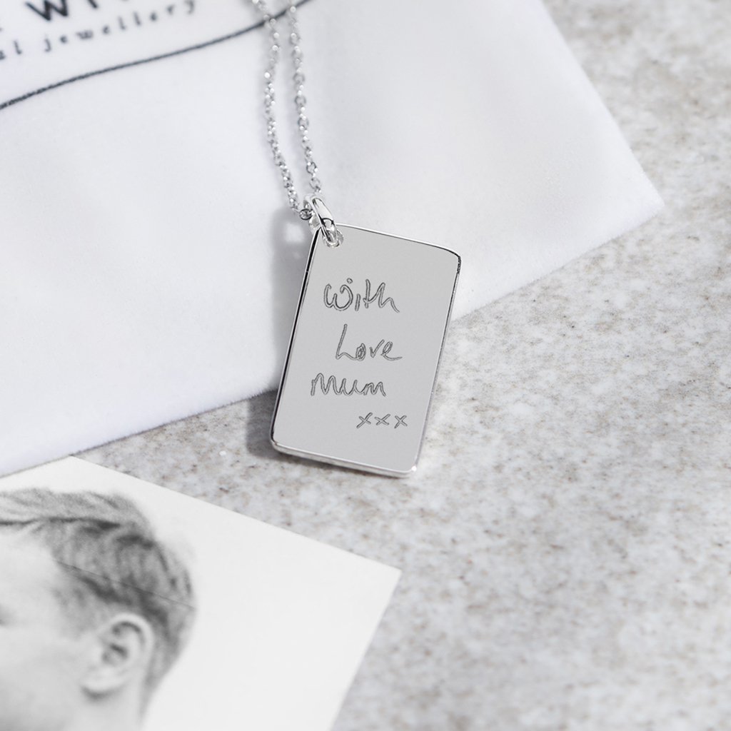Load image into Gallery viewer, EverWith Engraved Love Tag Handwriting Memorial Pendant with Fine Crystals - EverWith Memorial Jewellery - Trade