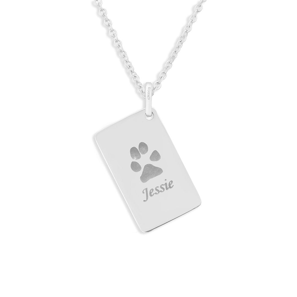 EverWith Engraved Love Tag Pawprint Memorial Pendant with Fine Crystals - EverWith Memorial Jewellery - Trade