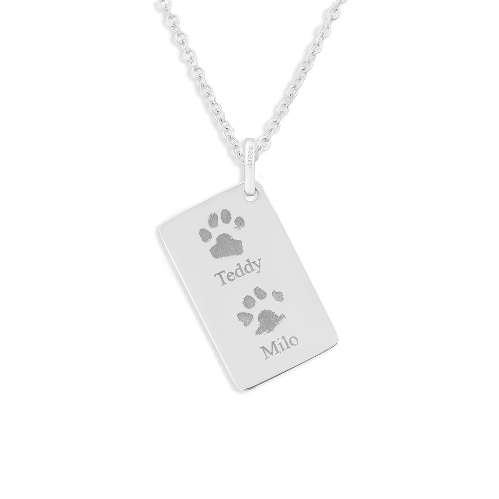 EverWith Engraved Love Tag Pawprint Memorial Pendant with Fine Crystals - EverWith Memorial Jewellery - Trade
