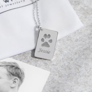 EverWith Engraved Love Tag Pawprint Memorial Pendant with Fine Crystals - EverWith Memorial Jewellery - Trade