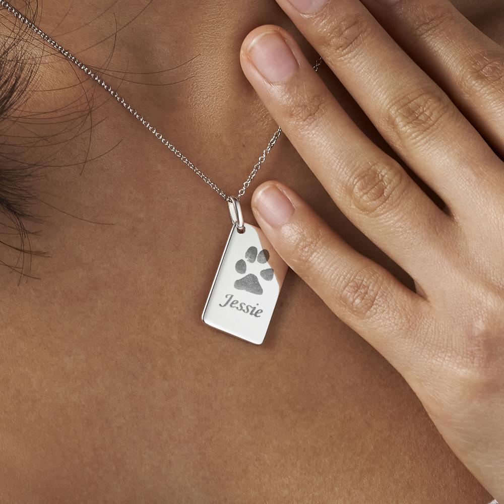 EverWith Engraved Love Tag Pawprint Memorial Pendant with Fine Crystals - EverWith Memorial Jewellery - Trade