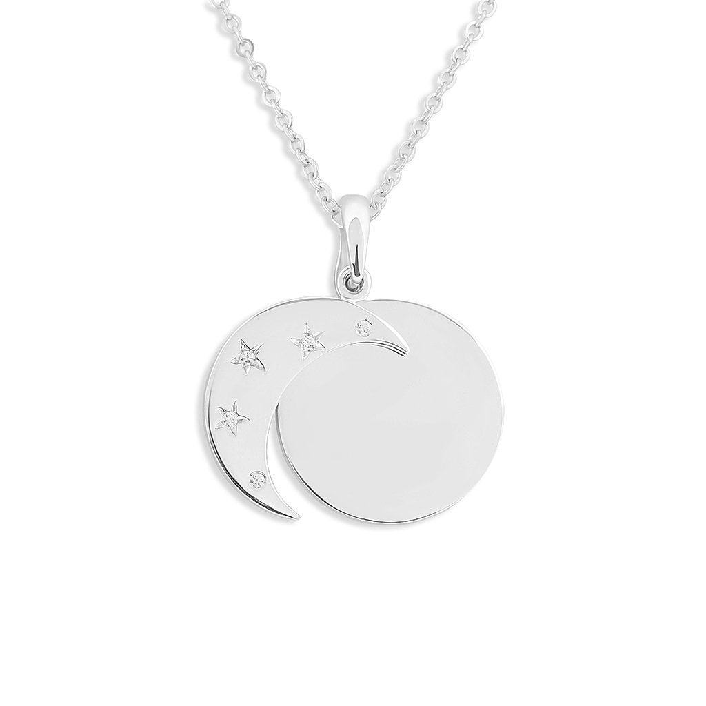 Load image into Gallery viewer, EverWith Engraved Moons Fingerprint Memorial Pendants with Fine Crystal - EverWith Memorial Jewellery - Trade