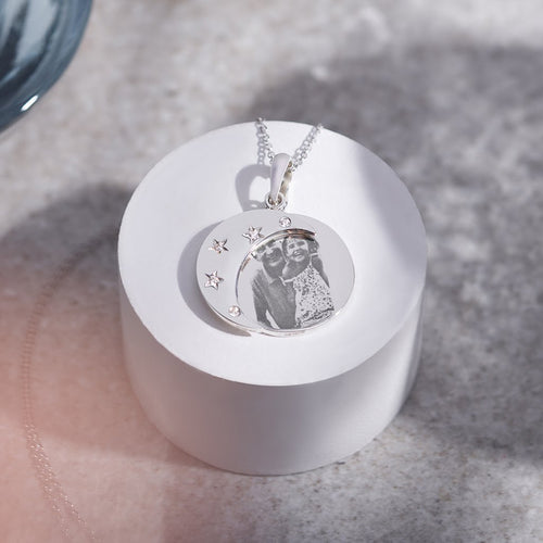 EverWith Engraved Moons Photo Engraving Memorial Pendants with Fine Crystal - EverWith Memorial Jewellery - Trade