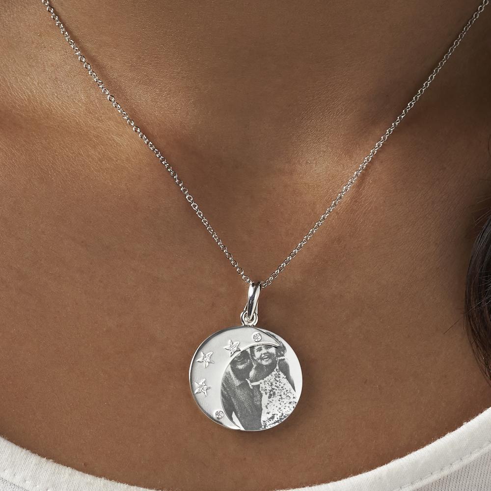 Load image into Gallery viewer, EverWith Engraved Moons Photo Engraving Memorial Pendants with Fine Crystal - EverWith Memorial Jewellery - Trade