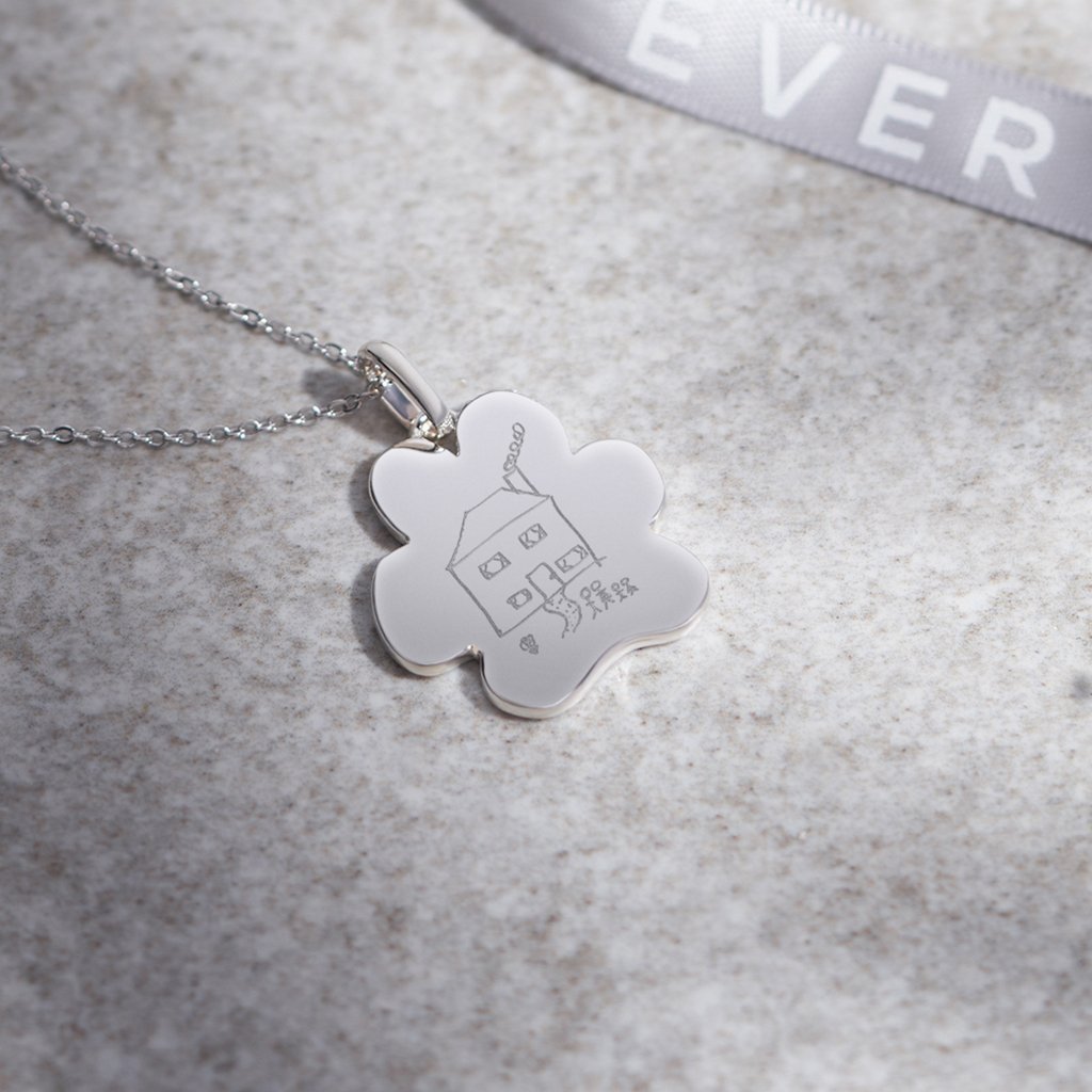 Load image into Gallery viewer, EverWith Engraved Paw Print Memorial Drawing Pendant with Fine Crystals - EverWith Memorial Jewellery - Trade