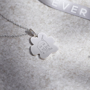EverWith Engraved Paw Print Memorial Drawing Pendant with Fine Crystals - EverWith Memorial Jewellery - Trade