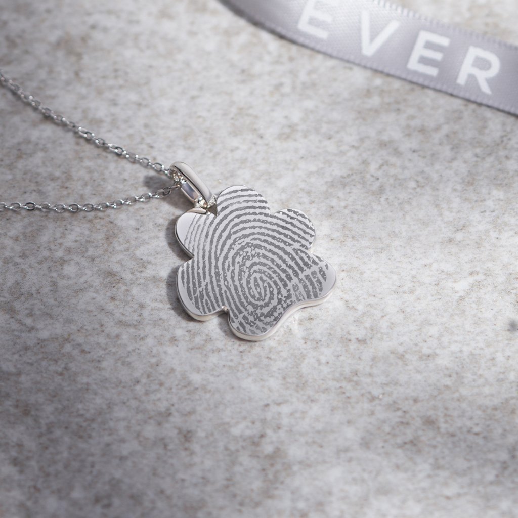 EverWith Engraved Paw Print Memorial Fingerprint Pendant with Fine Crystals - EverWith Memorial Jewellery - Trade