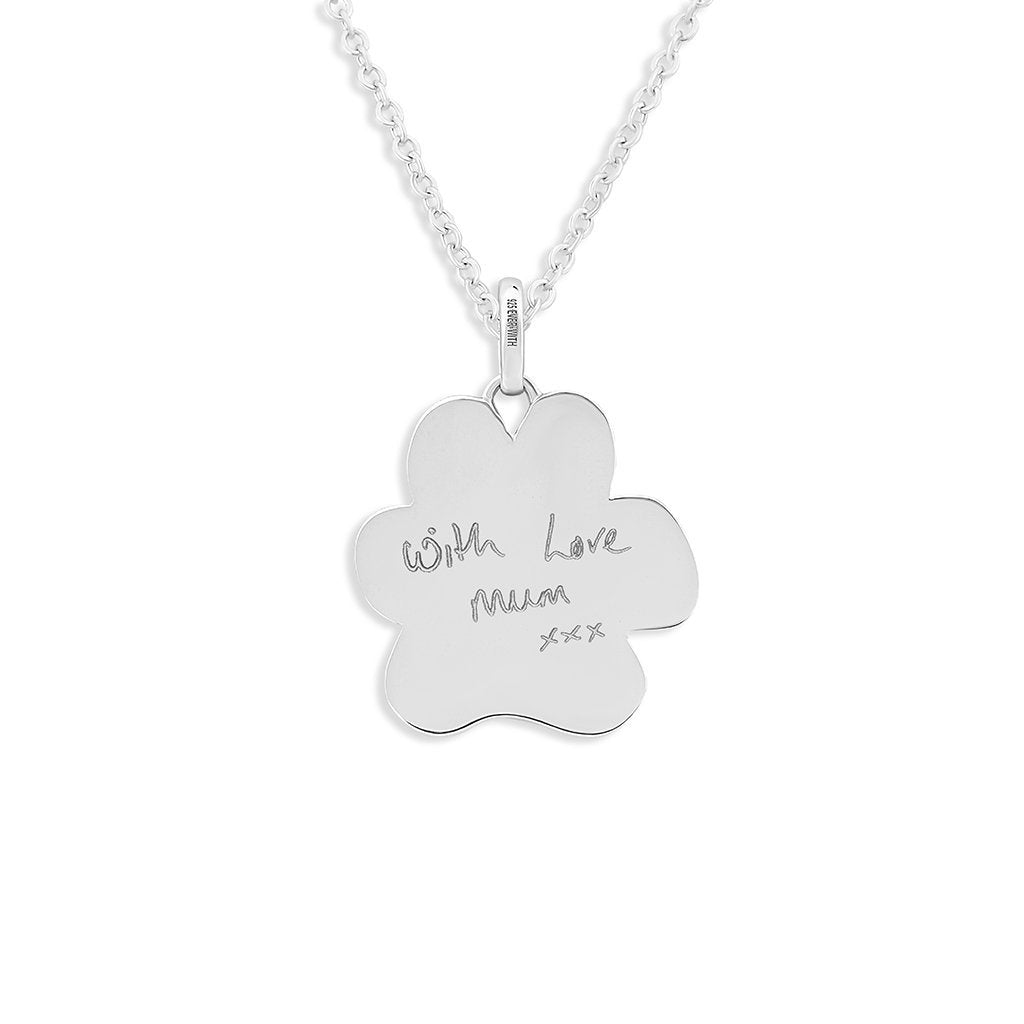 Load image into Gallery viewer, EverWith Engraved Paw Print Memorial Handwriting Pendant with Fine Crystals - EverWith Memorial Jewellery - Trade