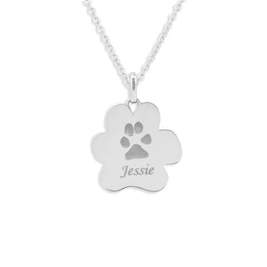 EverWith Engraved Paw Print Memorial Pawprint Pendant with Fine Crystals - EverWith Memorial Jewellery - Trade