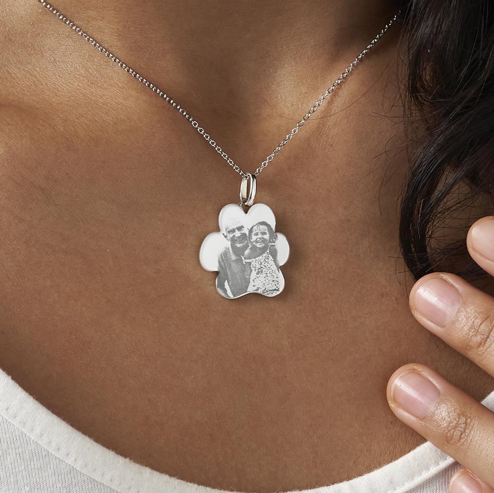 Load image into Gallery viewer, EverWith Engraved Paw Print Memorial Photo Engraving Pendant with Fine Crystals - EverWith Memorial Jewellery - Trade