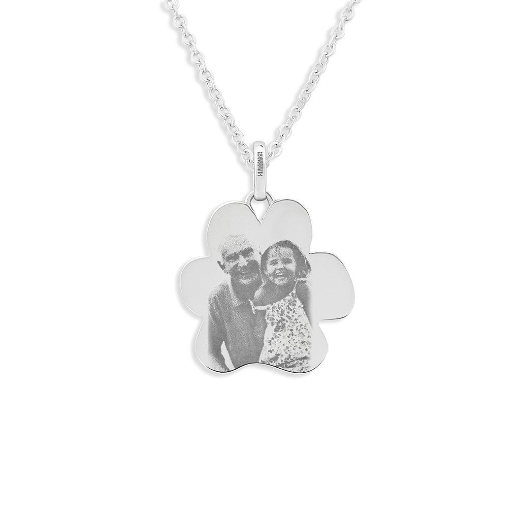 Load image into Gallery viewer, EverWith Engraved Paw Print Memorial Photo Engraving Pendant with Fine Crystals - EverWith Memorial Jewellery - Trade