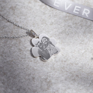 EverWith Engraved Paw Print Memorial Photo Engraving Pendant with Fine Crystals - EverWith Memorial Jewellery - Trade