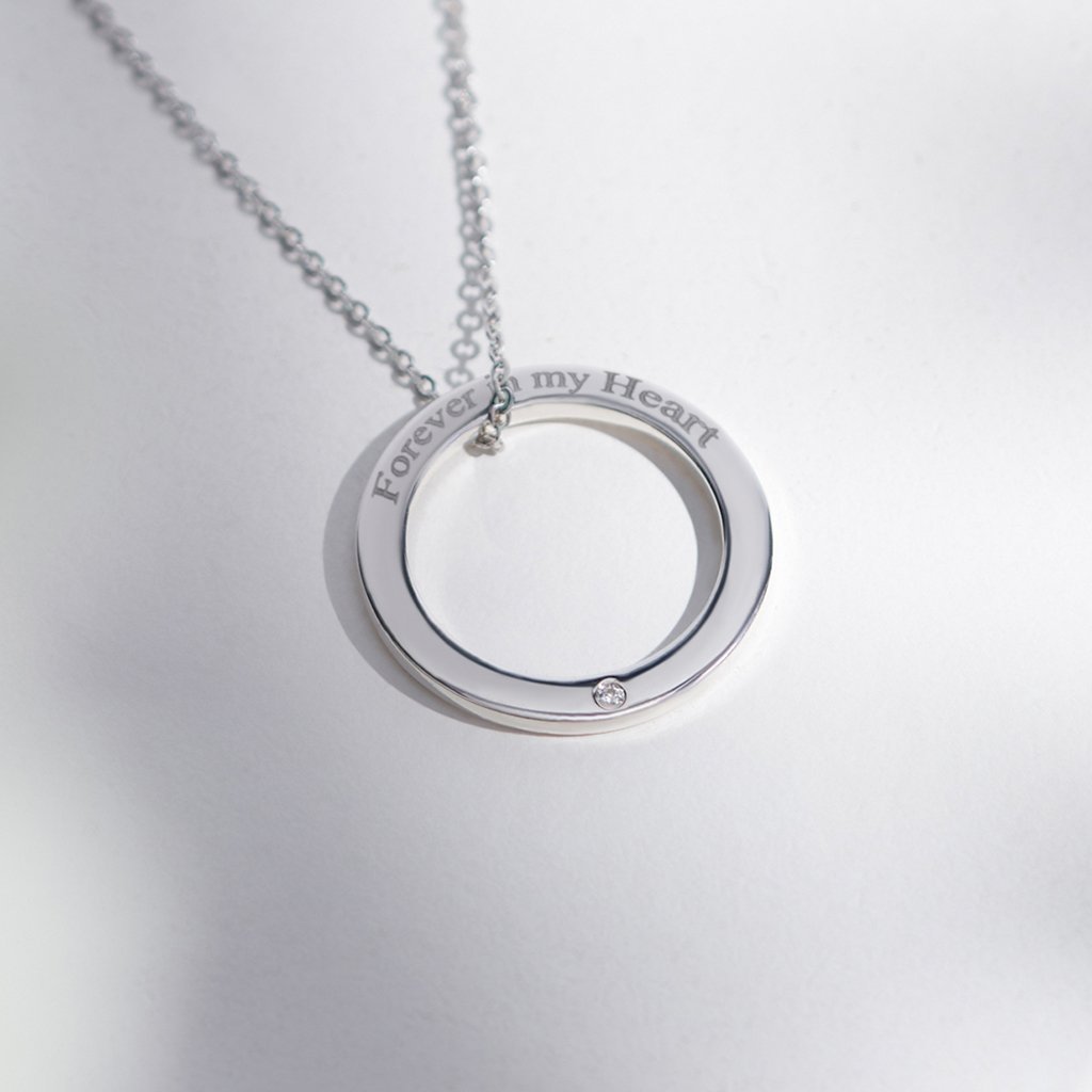Load image into Gallery viewer, EverWith Engraved Ring Standard Engraving Pendant with Fine Crystal - EverWith Memorial Jewellery - Trade