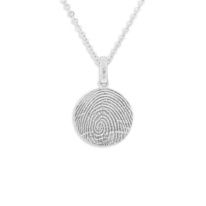 EverWith Engraved Round Memorial Fingerprint Pendant with Fine Crystals - EverWith Memorial Jewellery - Trade