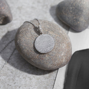 EverWith Engraved Round Memorial Fingerprint Pendant with Fine Crystals - EverWith Memorial Jewellery - Trade