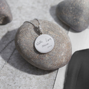 EverWith Engraved Round Memorial Handwriting Pendant with Fine Crystals - EverWith Memorial Jewellery - Trade