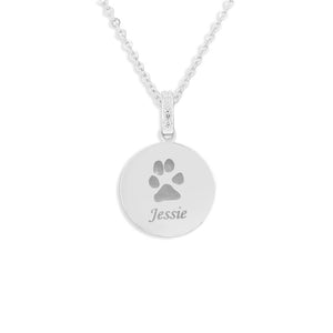 EverWith Engraved Round Pawprint Memorial Pendant with Fine Crystals - EverWith Memorial Jewellery - Trade