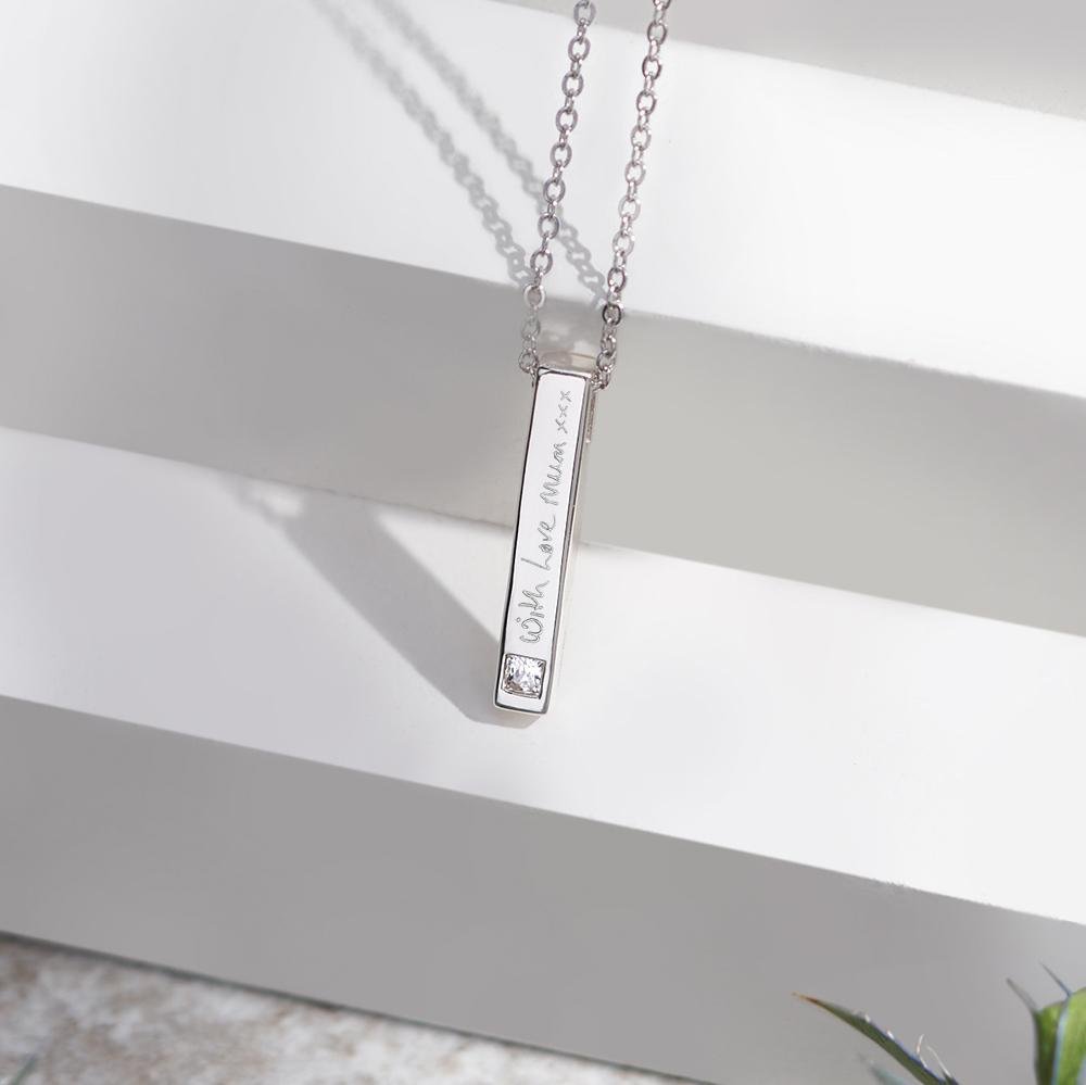 Load image into Gallery viewer, EverWith Engraved Short Bar Memorial Handwriting Pendant With Fine Crystal - EverWith Memorial Jewellery - Trade