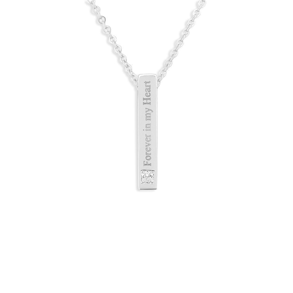 Load image into Gallery viewer, EverWith Engraved Short Bar Standard Engraving Memorial Pendant With Fine Crystal - EverWith Memorial Jewellery - Trade