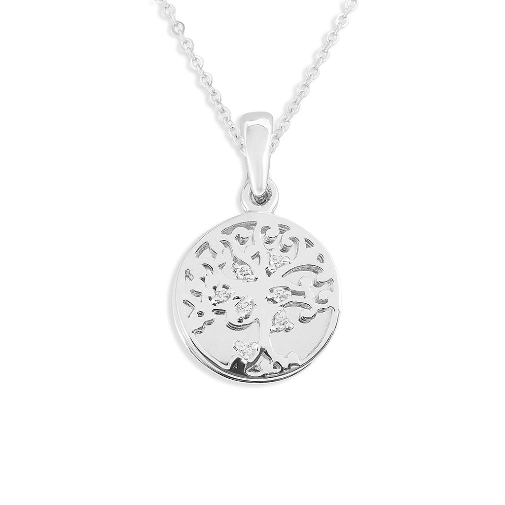 Load image into Gallery viewer, EverWith Engraved Small Tree of Life Handprint or Footprint Memorial Pendant with Fine Crystal - EverWith Memorial Jewellery - Trade