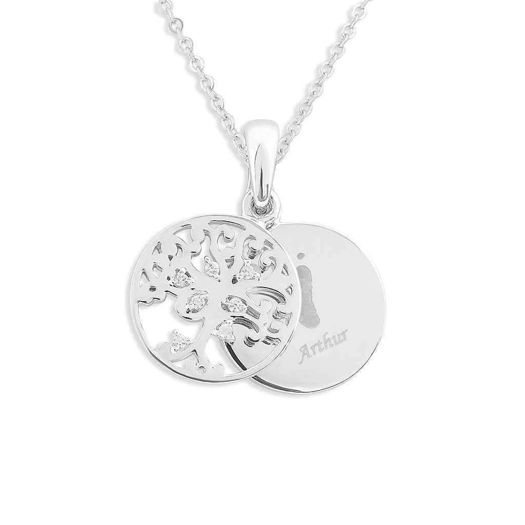 Load image into Gallery viewer, EverWith Engraved Small Tree of Life Handprint or Footprint Memorial Pendant with Fine Crystal - EverWith Memorial Jewellery - Trade