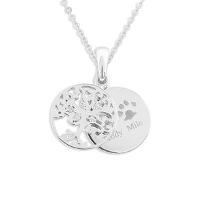 EverWith Engraved Small Tree of Life Pawprint Memorial Pendant with Fine Crystal - EverWith Memorial Jewellery - Trade