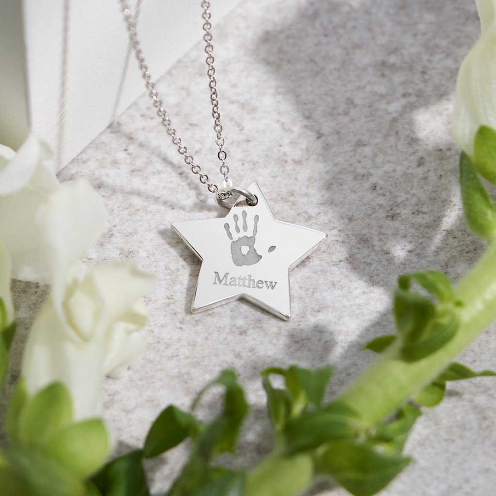 Load image into Gallery viewer, EverWith Engraved Star Handprint or Footprint Memorial Pendant - EverWith Memorial Jewellery - Trade