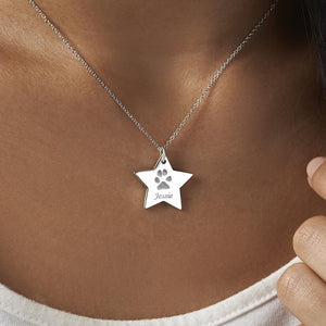 EverWith Engraved Star Pawprint Memorial Pendant - EverWith Memorial Jewellery - Trade