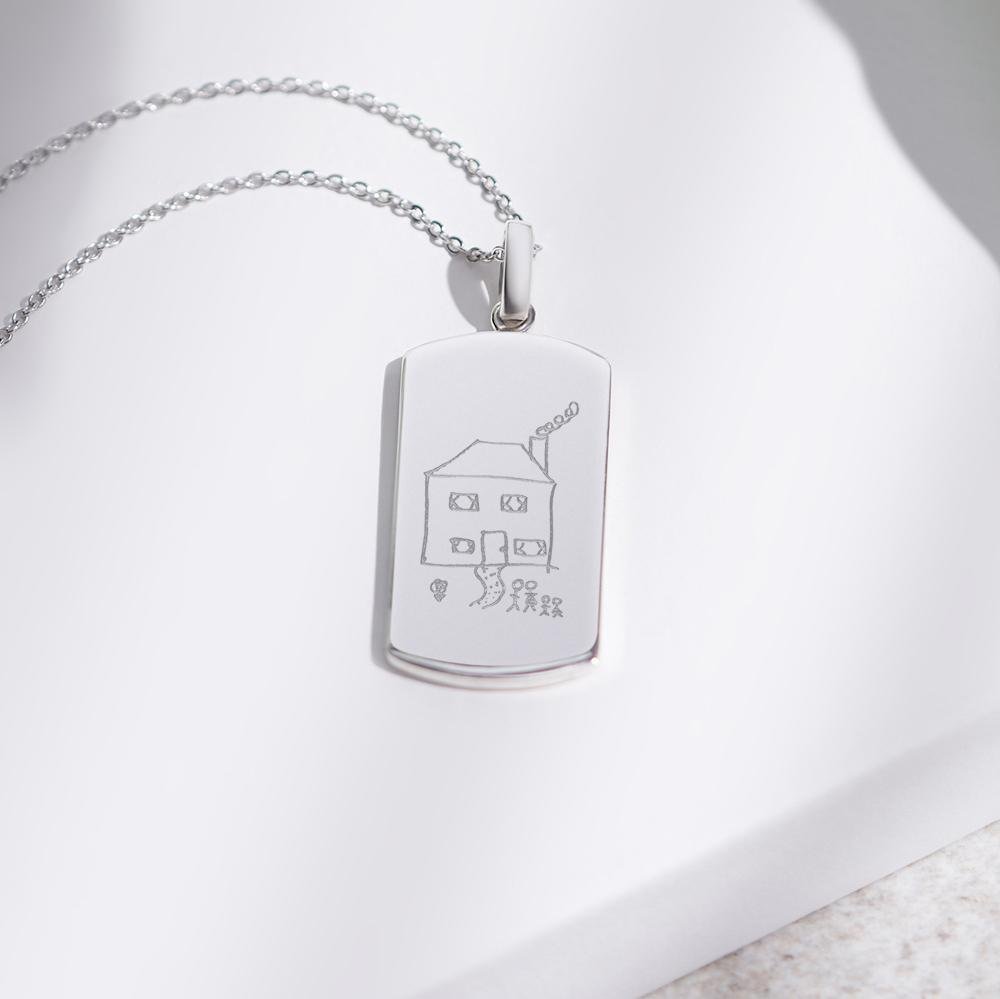 Load image into Gallery viewer, EverWith Engraved Tag Drawing Memorial Pendant - EverWith Memorial Jewellery - Trade