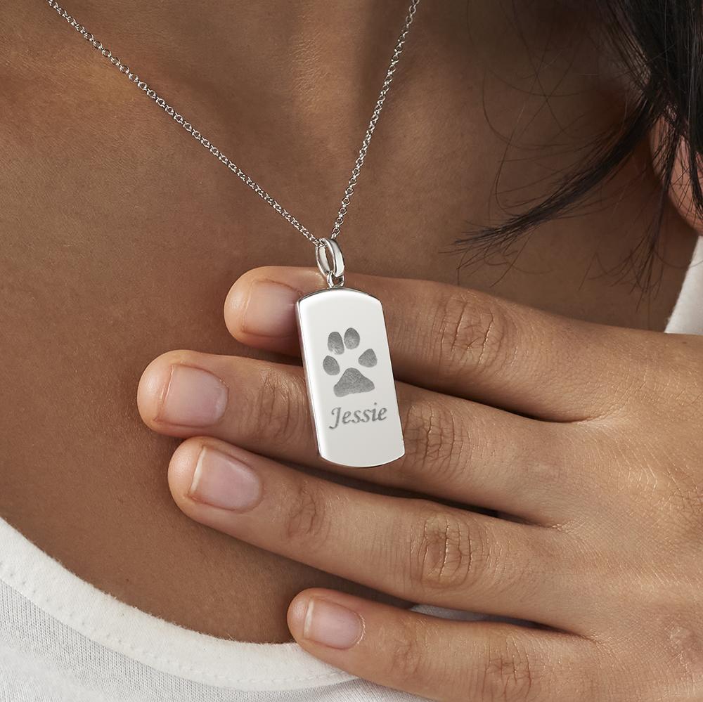 Load image into Gallery viewer, EverWith Engraved Tag Pawprint Memorial Pendant - EverWith Memorial Jewellery - Trade