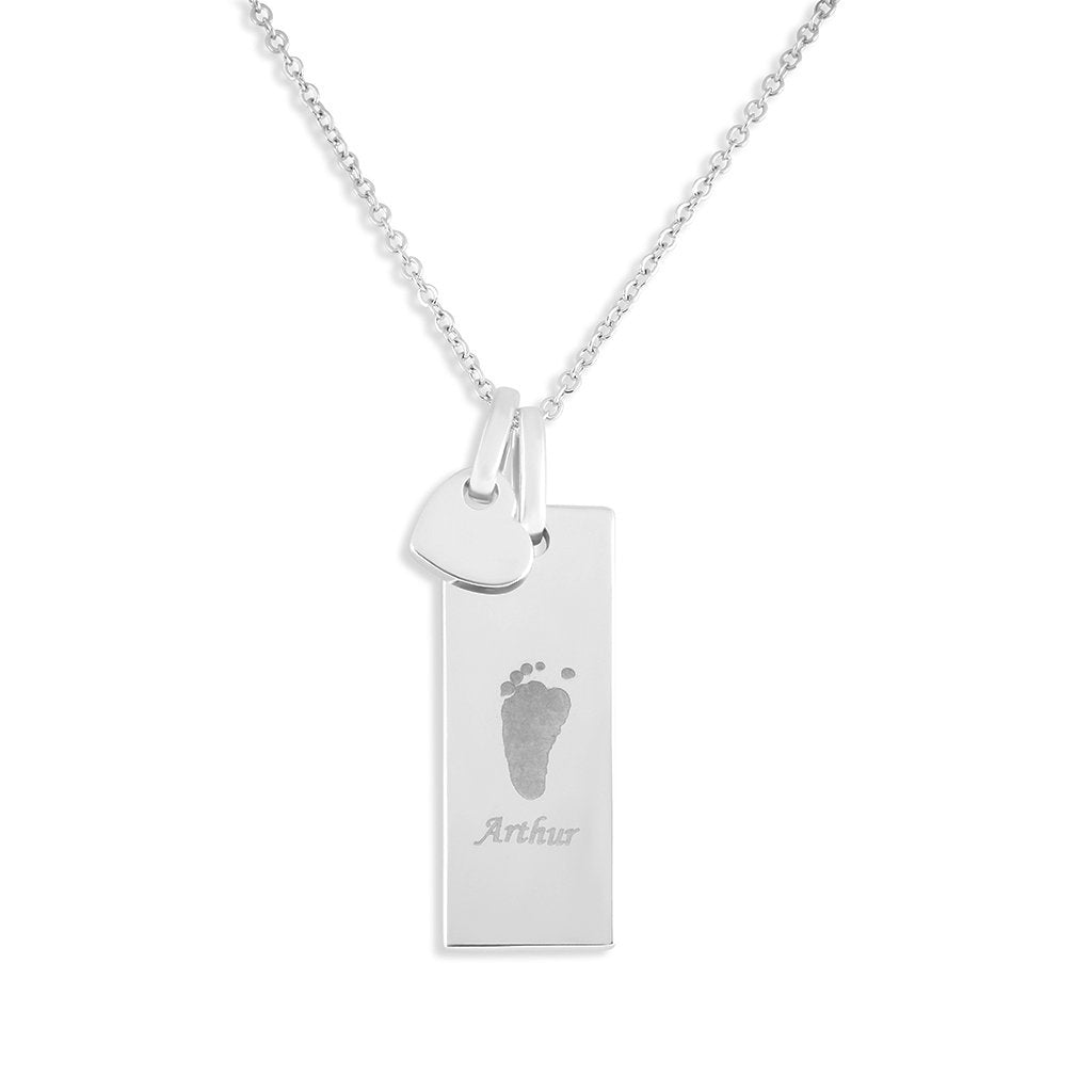 EverWith Engraved Tag with Heart Handprint or Footprint Memorial Pendants - EverWith Memorial Jewellery - Trade