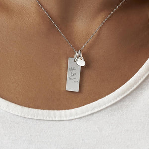 EverWith Engraved Tag with Heart Handwriting Memorial Pendants - EverWith Memorial Jewellery - Trade