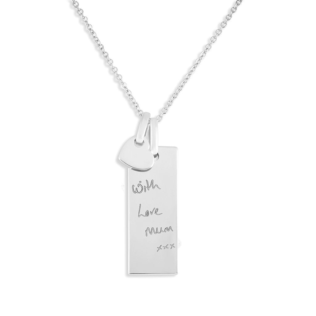 Load image into Gallery viewer, EverWith Engraved Tag with Heart Handwriting Memorial Pendants - EverWith Memorial Jewellery - Trade
