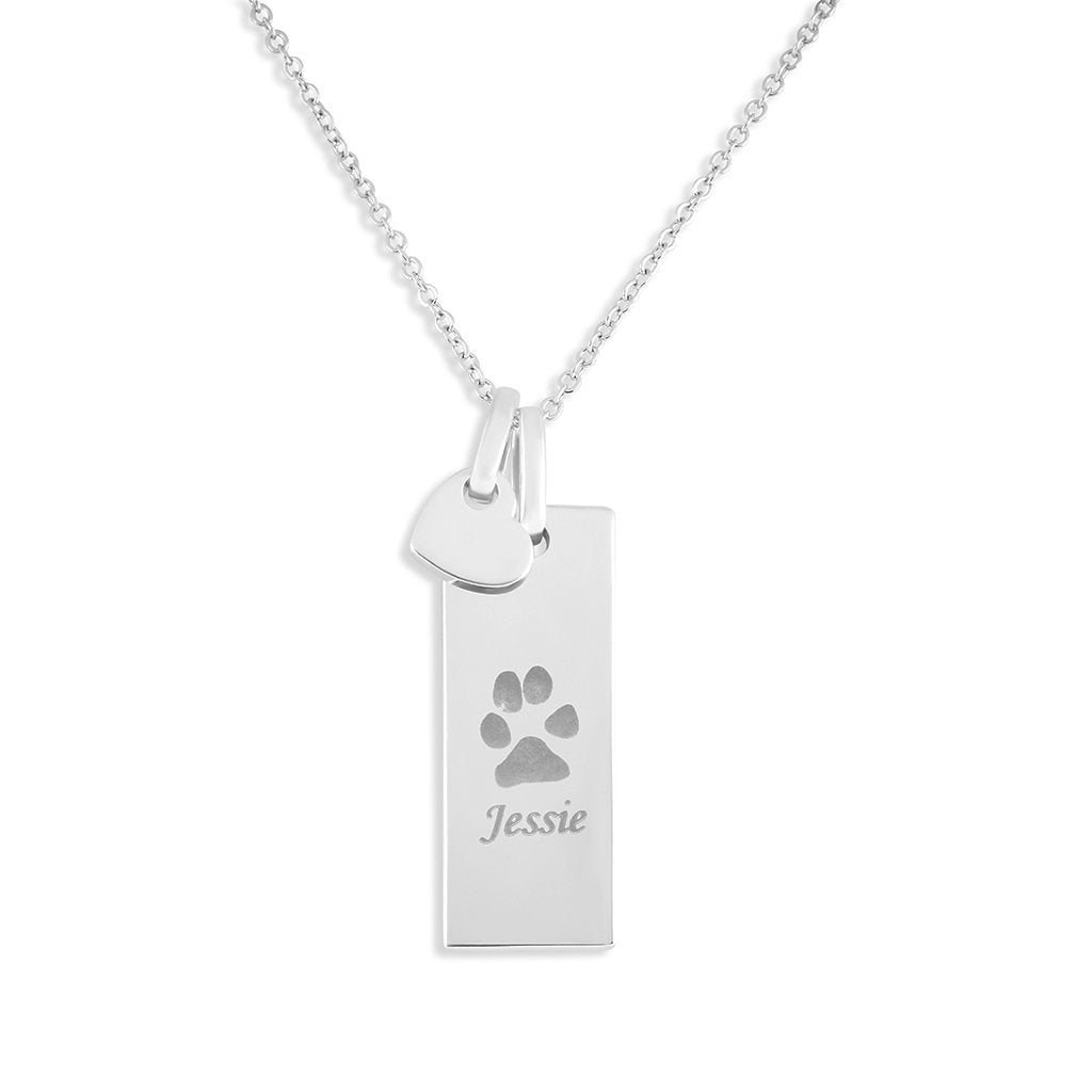 EverWith Engraved Tag with Heart Pawprint Memorial Pendants - EverWith Memorial Jewellery - Trade