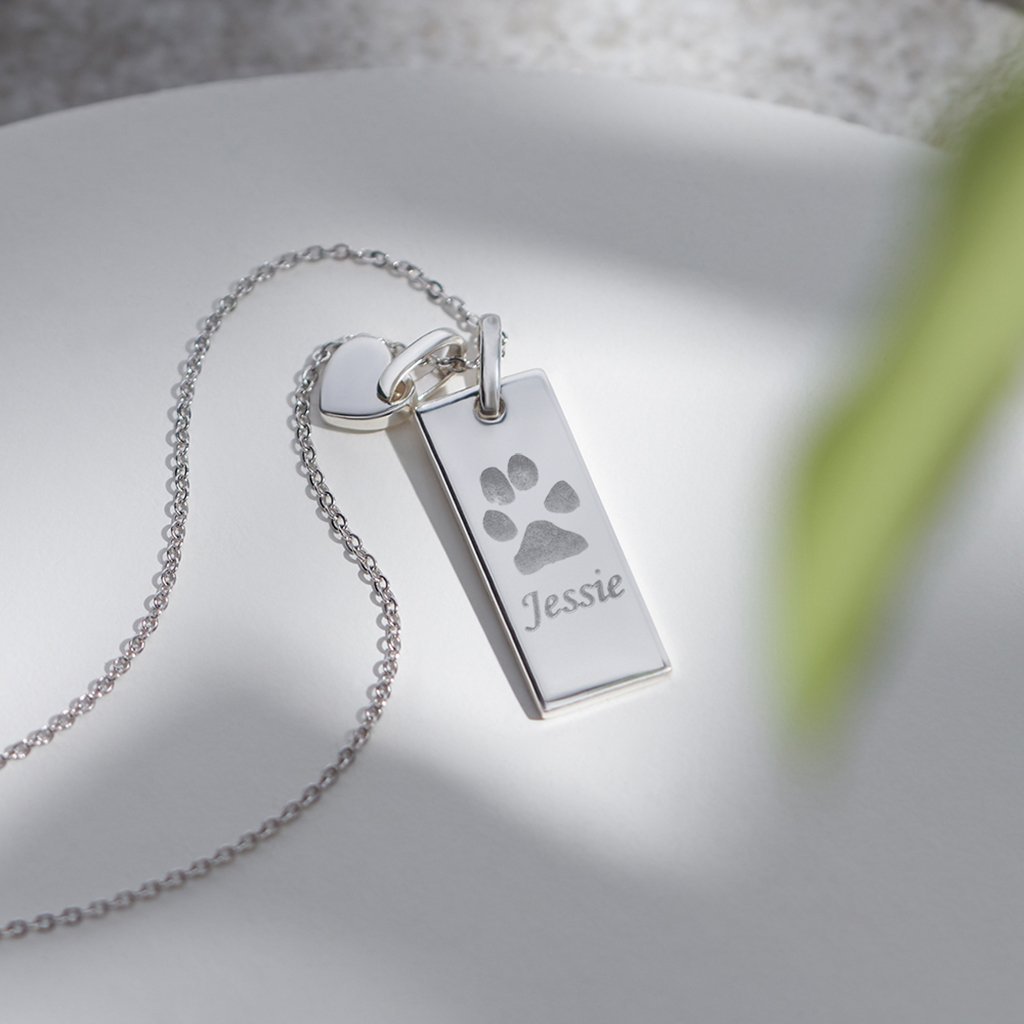EverWith Engraved Tag with Heart Pawprint Memorial Pendants - EverWith Memorial Jewellery - Trade