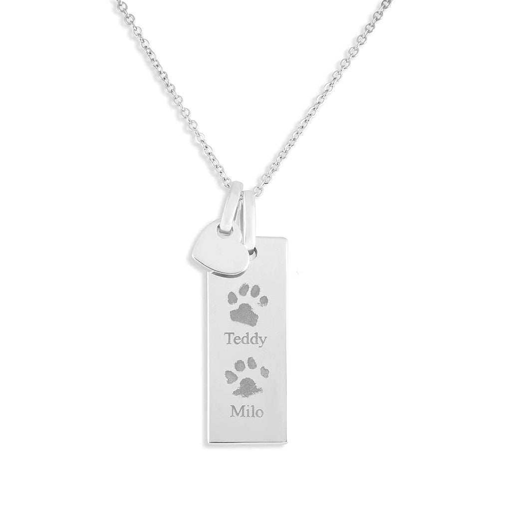 EverWith Engraved Tag with Heart Pawprint Memorial Pendants - EverWith Memorial Jewellery - Trade