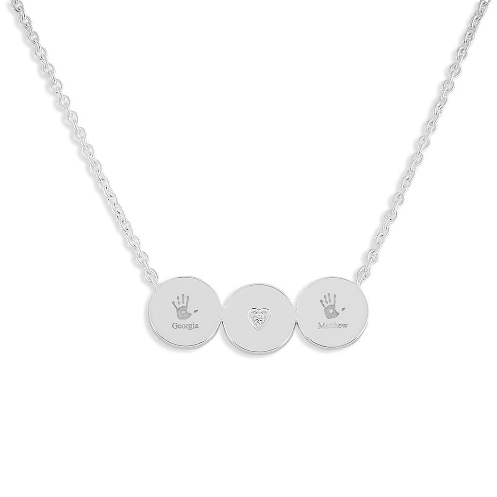 EverWith Engraved Three Circles Handprint or Footprint Memorial Necklace with Fine Crystal - EverWith Memorial Jewellery - Trade