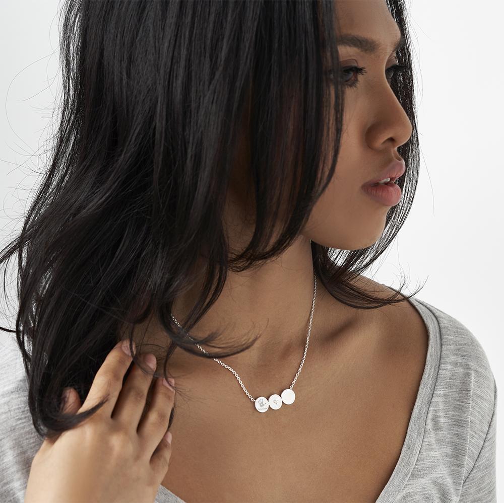 EverWith Engraved Three Circles Handprint or Footprint Memorial Necklace with Fine Crystal - EverWith Memorial Jewellery - Trade
