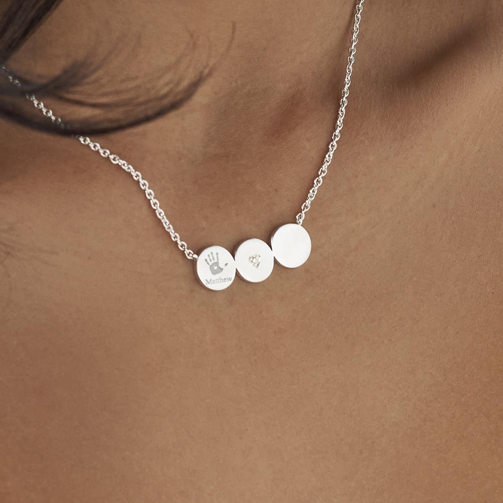 EverWith Engraved Three Circles Handprint or Footprint Memorial Necklace with Fine Crystal - EverWith Memorial Jewellery - Trade